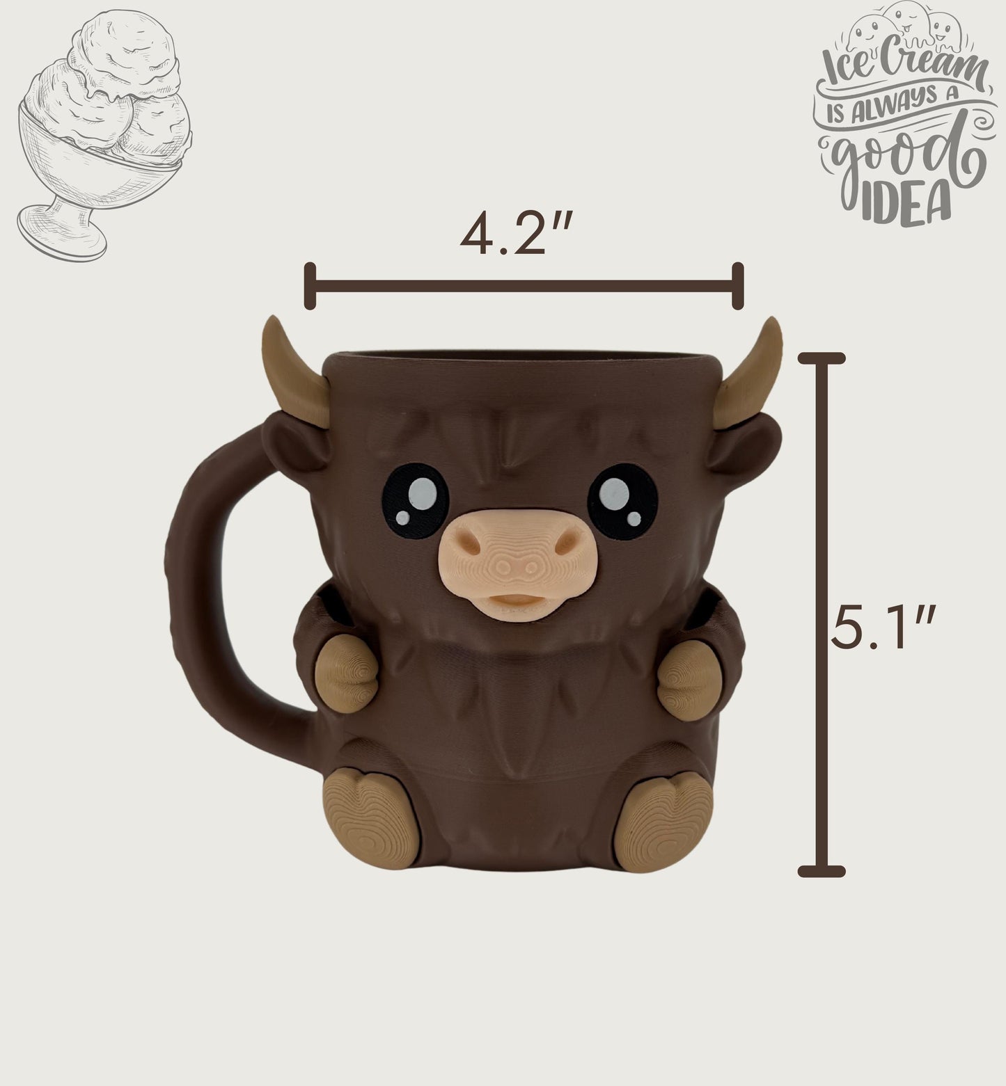 Highland Cow Ice Cream Pint Holder